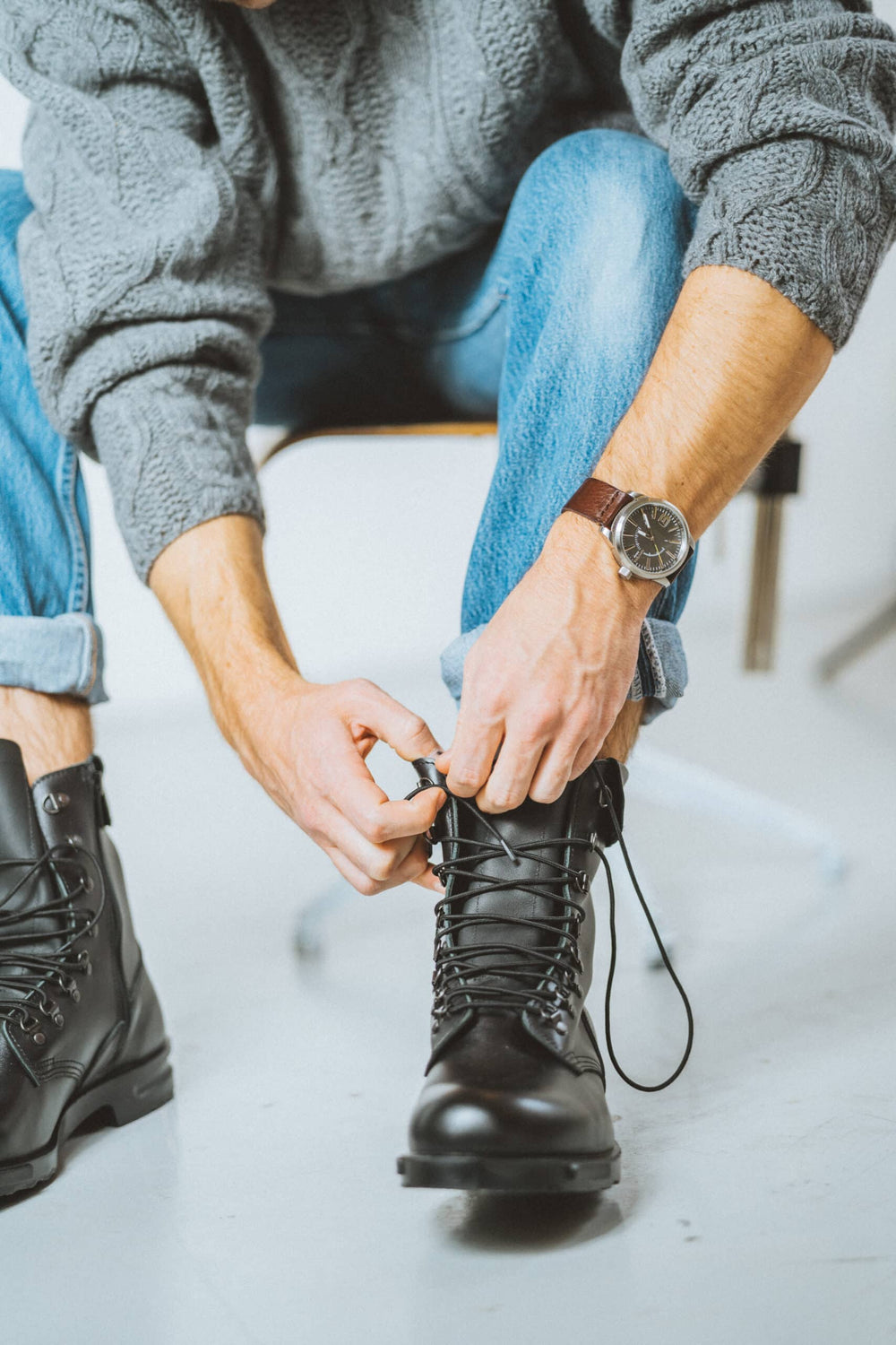 Samelin Hawk Pilot leather boots with their quick-lacing system